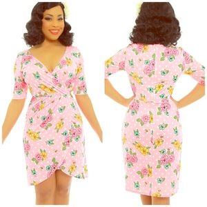 US size 12 Lindy Bop Faux Wrap Dress